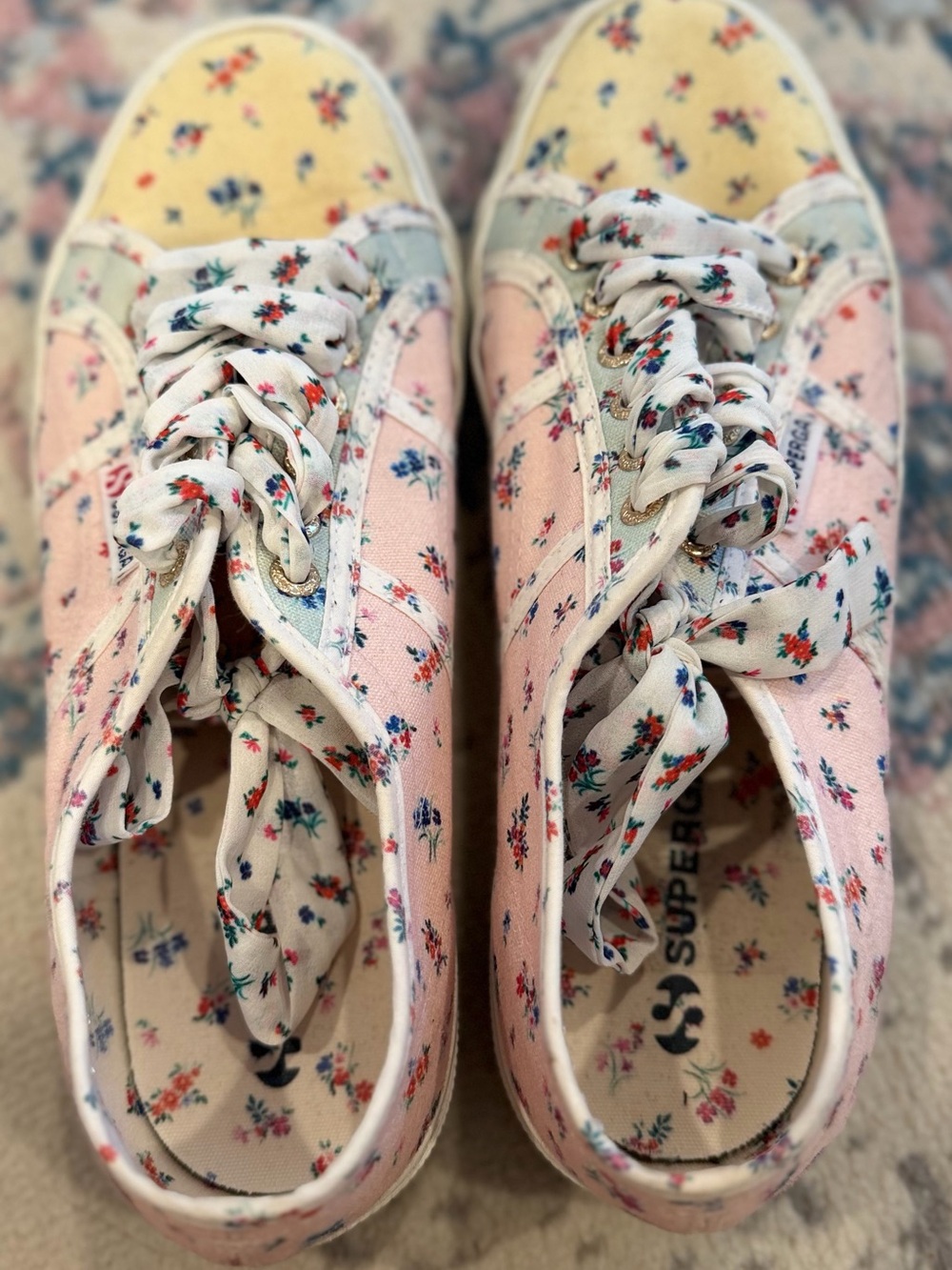 Superga Floral Pastel Pink Blue Yellow Sneakers